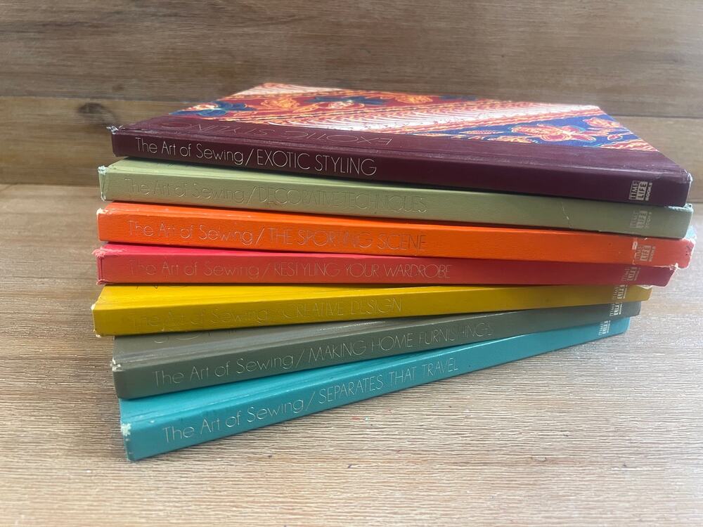 Vintage 1970s Time Life The Art of Sewing Books Lot of 7 Fabric Cover Retro